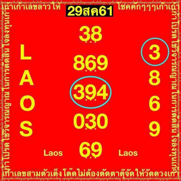 สูตรเด็ดหวยลาว 29/8/61 1