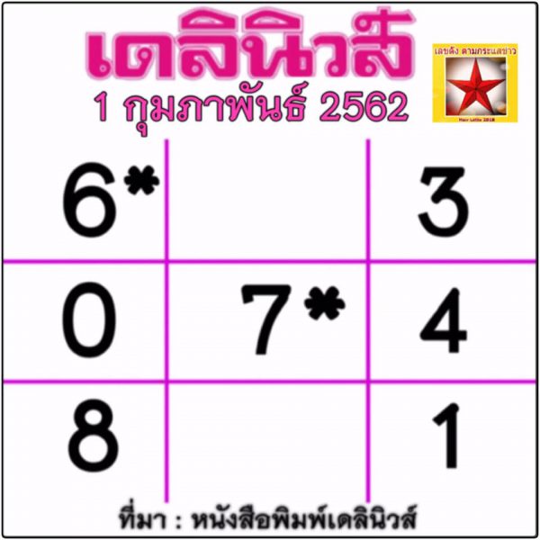 หวยเดลินิวส์ 1/2/62 จับคู่เลขเด็ดหวยตาราง ติดตามหวย ...