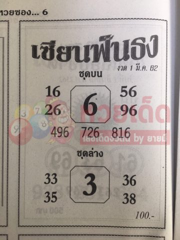 หวยเซียนฟันธง 1/3/62