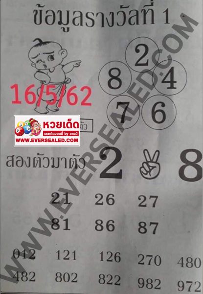 ข้อมูลรางวัลที่ 1 16/5/62