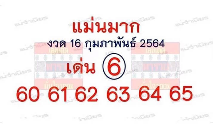 หวยแม่นมาก 16/2/64 แจกเลขเด็ดผลงานดี สรุปสูตรหวยเด็ดแม่น ...