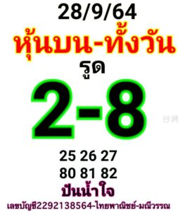 หวยหุ้นวันนี้ 28/9/64 ชุดที่ 9