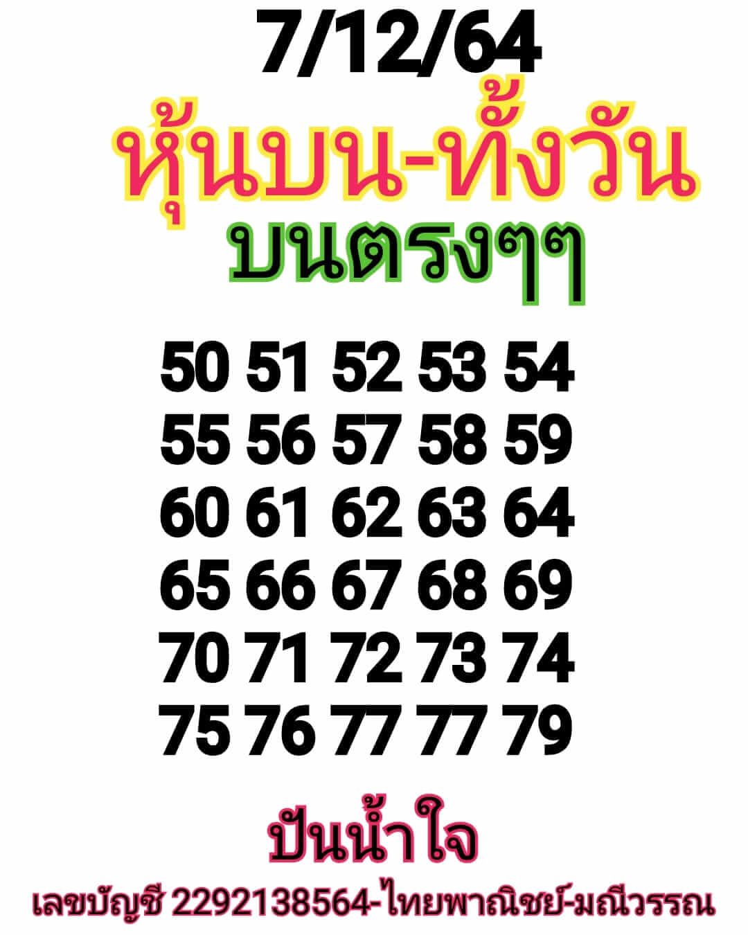 หวยหุ้นวันนี้ 7/12/64 ชุดที่ 8